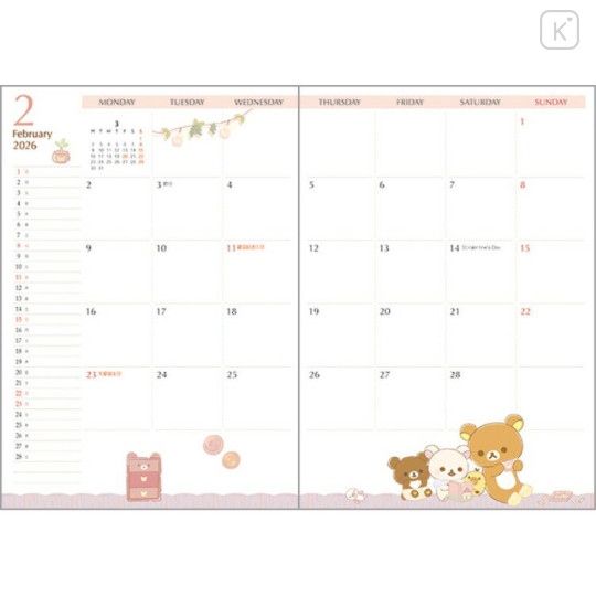 Japan San-X B6 Weekly Schedule Book - Rilakkuma : Rocking Horse Purple 2026 - 3