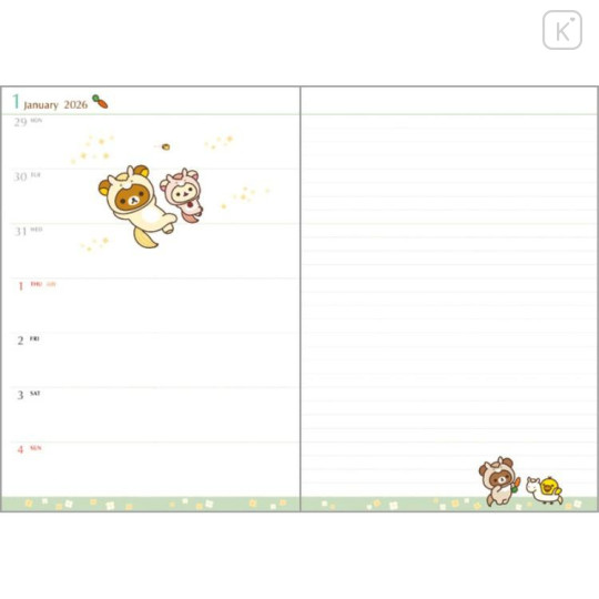 Japan San-X B6 Weekly Schedule Book - Rilakkuma : Rocking Horse Purple 2026 - 4