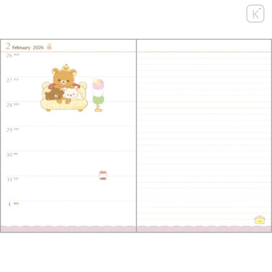 Japan San-X B6 Weekly Schedule Book - Rilakkuma : Rocking Horse Purple 2026 - 5