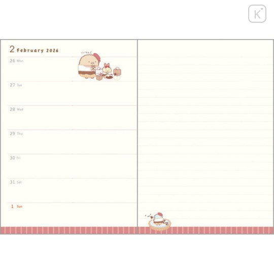 Japan San-X B6 Weekly Schedule Book - Sumikko Gurashi : Year Of Horse 2026 - 5