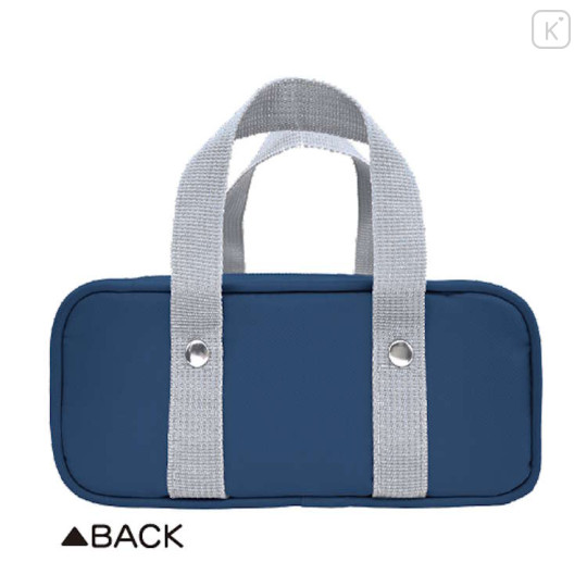 Japan Sanrio Boston Bag Pen Case - Hello Kitty : Gogo Gal Collection Navy Orange Red Ribbon - 2