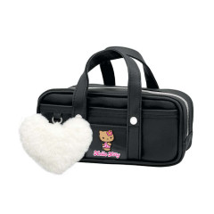 Japan Sanrio Boston Bag Pen Case - Hello Kitty : Gogo Gal Collection Black White Heart