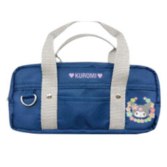 Japan Sanrio Boston Bag Pen Case - Kuromi : Gogo Gal Collection Navy Flower