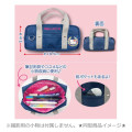 Japan Sanrio Boston Bag Pen Case - Kuromi : Gogo Gal Collection Navy Flower - 3