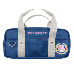Japan Sanrio Boston Bag Pen Case - My Melody : Gogo Gal Collection Navy Flower