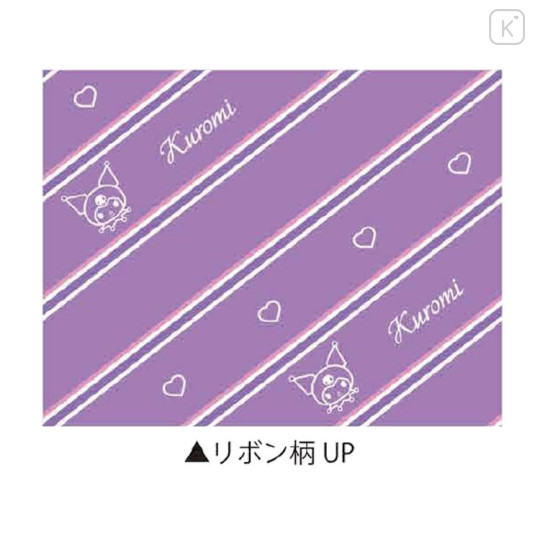 Japan Sanrio Boston Bag Pen Case - Kuromi : Gogo Gal Collection Navy Purple Ribbon - 2