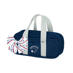 Japan Peanuts Boston Bag Pen Case - Snoopy : Navy White Ribbon