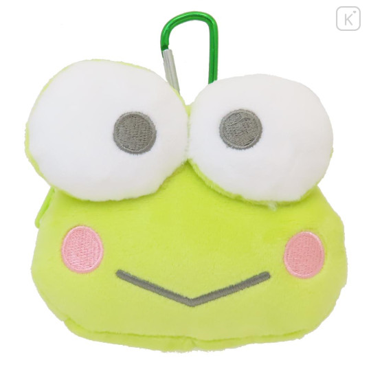 Japan Sanrio Mini Plush Pouch with Carabiner - Keroppi - 1