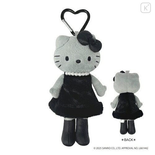 Japan Sanrio Style Up Mascot - Hello Kitty : Black Angel Grey In Black Dress Monochrome - 2