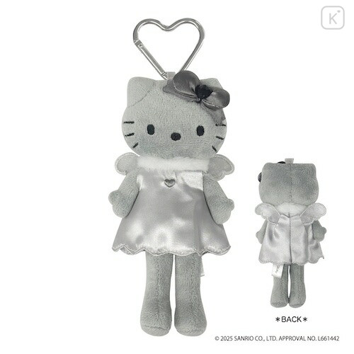 Japan Sanrio Style Up Mascot - Hello Kitty : Black Angel Grey In Grey Dress Monochrome - 2