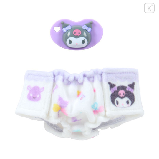 Japan Sanrio Original Cuddle Plush Care Pacifier & Diaper Set - Kuromi - 2