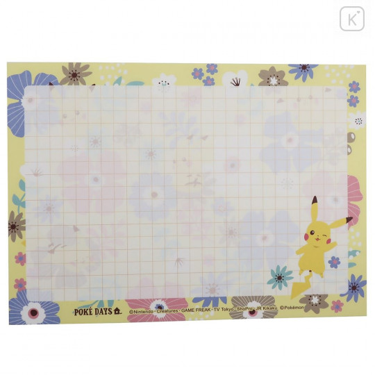 Japan Pokemon A6 Notepad - Pikachu / Flower - 5