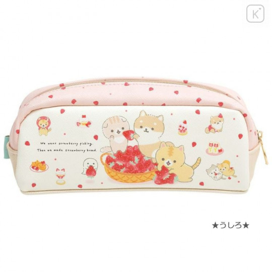 Japan San-X Synthetic Leather Pouch (M) - Corocoro Coronya / Strawberry Bread - 2
