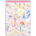 Japan Disney A6 Notepad - Princess Ariel Rapunzel Belle Cinderella Aurora - 1