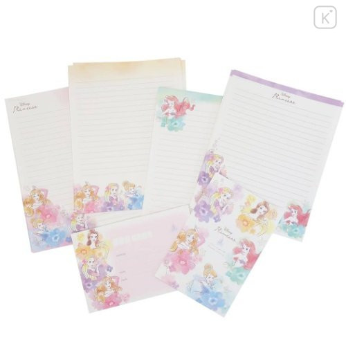 Japan Disney Letter Envelope Set - Princess Rapunzel Belle Ariel - 1