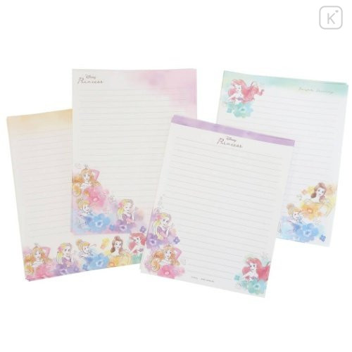 Japan Disney Letter Envelope Set - Princess Rapunzel Belle Ariel - 2