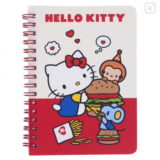 Sanrio A6 Twin Ring Notebook - Hello Kitty / Fast Food - 1