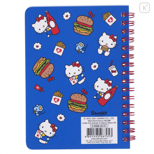 Sanrio A6 Twin Ring Notebook - Hello Kitty / Fast Food - 2