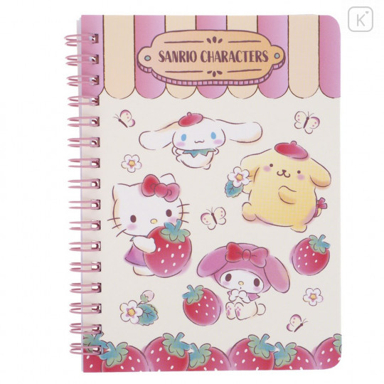 Sanrio A6 Twin Ring Notebook - Mix Characters / Strawberry - 1