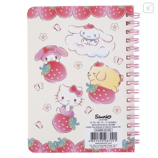 Sanrio A6 Twin Ring Notebook - Mix Characters / Strawberry - 2