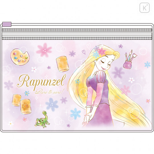 Japan Disney 2 Pocket Zip Pouch - Rapunzel - 1