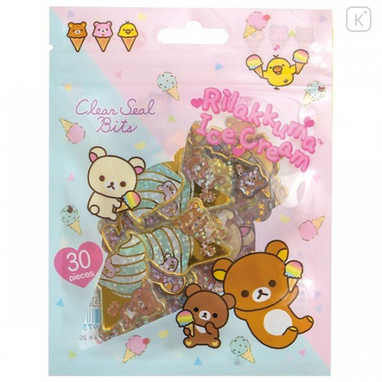 Japan San-X Clear Seal Bits Sticker Pack - Rilakkuma / Ice Cream - 1