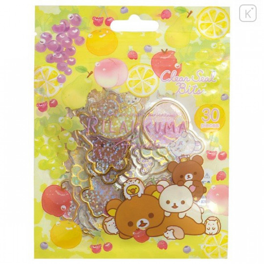 Japan San-X Clear Seal Bits Sticker Pack - Rilakkuma / Fruits - 1