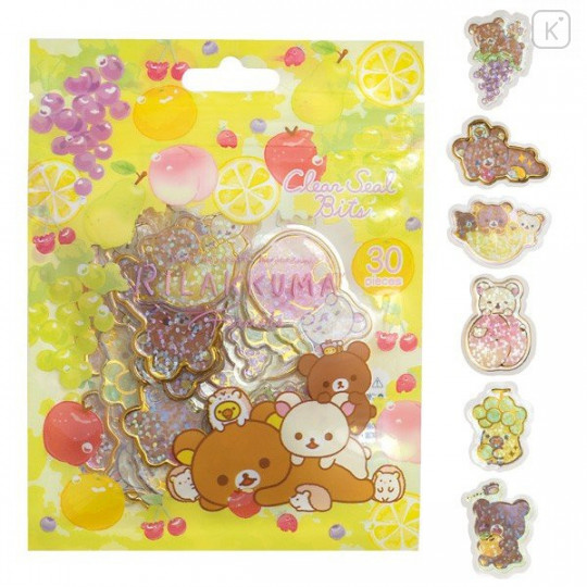 Japan San-X Clear Seal Bits Sticker Pack - Rilakkuma / Fruits - 3