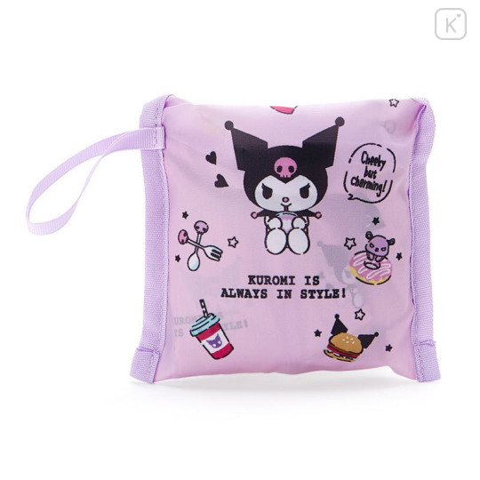 Japan Sanrio Wide Eco Shopping Bag - Kuromi - 4