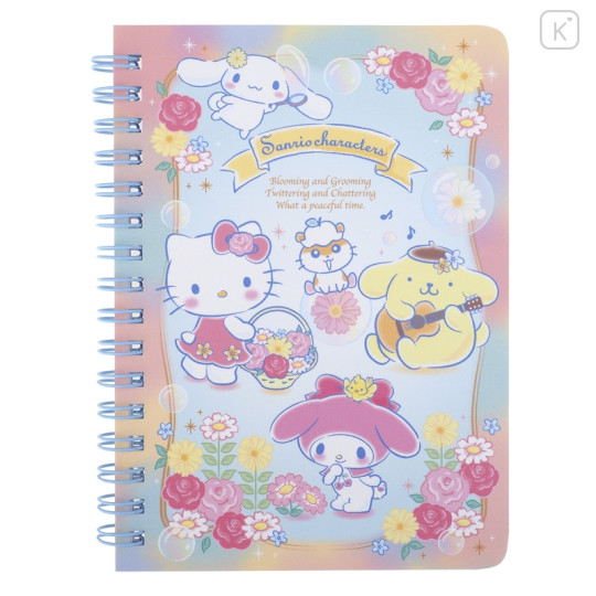 Sanrio A6 Twin Ring Notebook - Mix Characters / Flower - 1