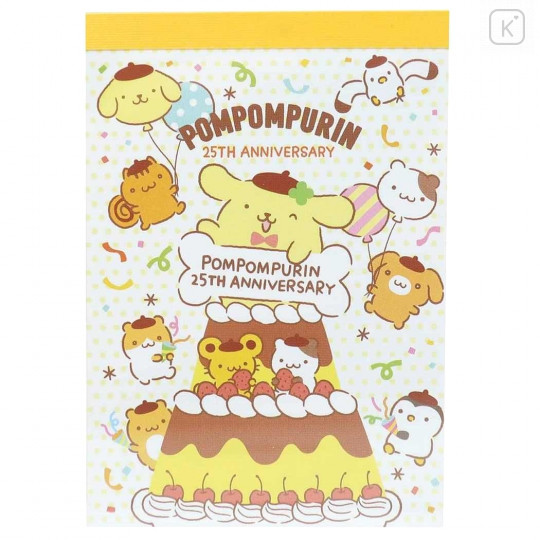 Japan Sanrio Mini Notepad - Pompompurin 25th Anniversary Cake - 1