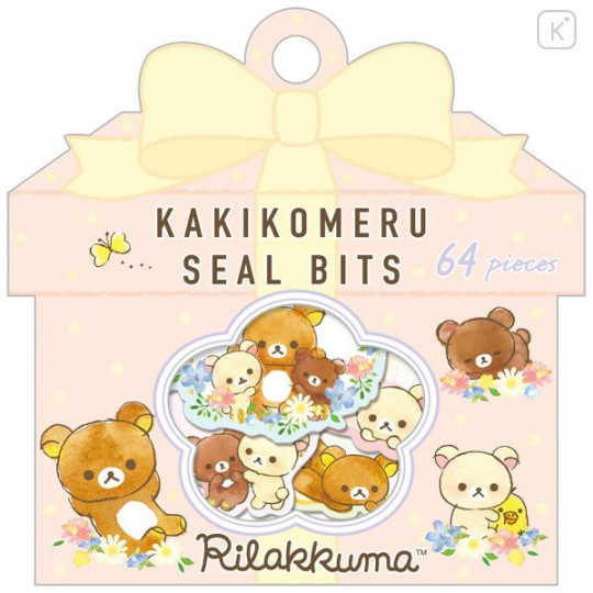 Japan San-X Writable Seal Bits Sticker - Rilakkuma / Flower - 1