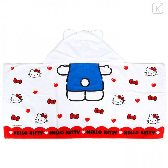 Japan Sanrio Hooded Towel - Hello Kitty / Heart - 3