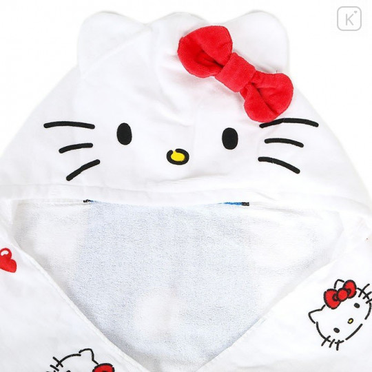 Japan Sanrio Hooded Towel - Hello Kitty / Heart - 4