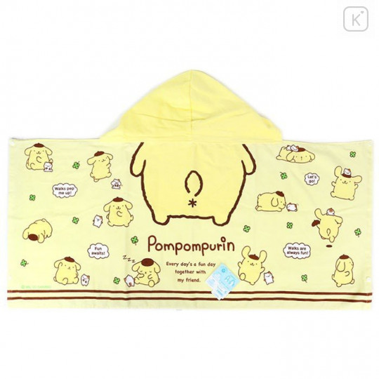 Japan Sanrio Hooded Towel - Pompompurin / Clover - 3