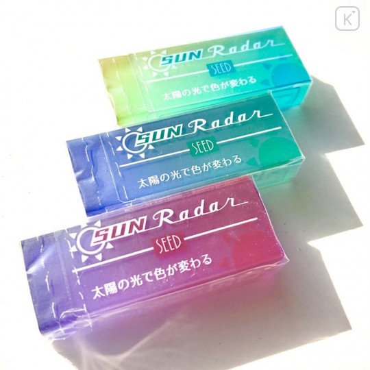 Japan Seed Sun Radar Color Changing Transparent Eraser - Light Blue to Green - 6