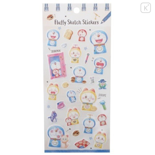 Japan Doraemon Fluffy Sketch Stickers - 1