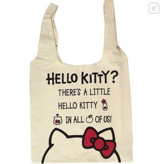 Japan Sanrio Canvas Shopping Bag (L) - Hello Kitty - 1
