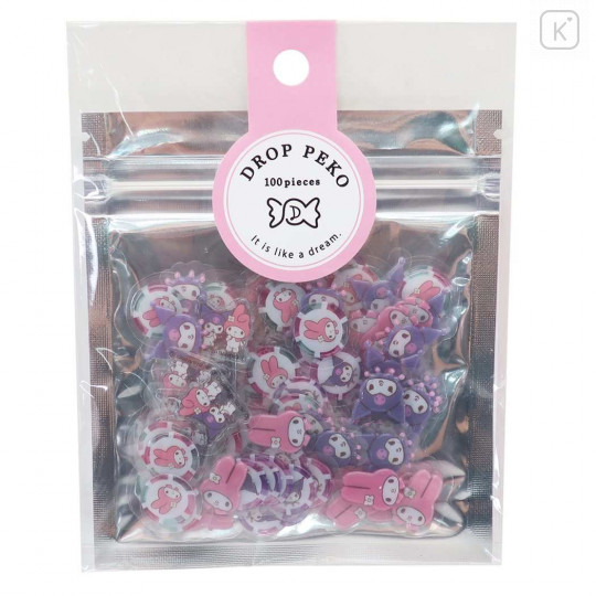 Japan Sanrio Drop Peko Flake Sticker Pack - My Melody & Kuromi - 1