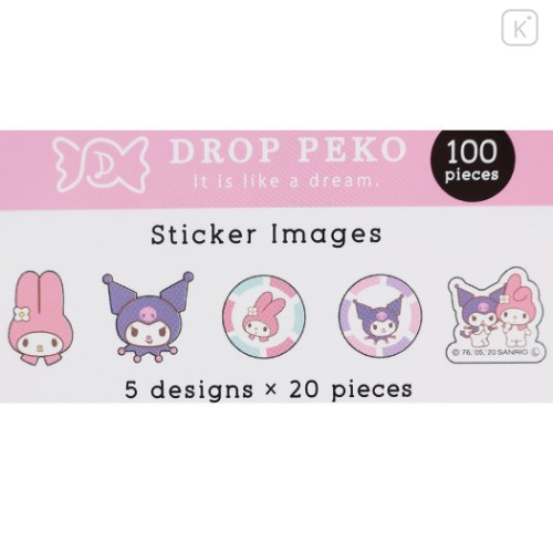Japan Sanrio Drop Peko Flake Sticker Pack - My Melody & Kuromi - 3