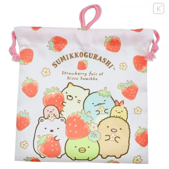Japan San-X Drawstring Bag - Sumikko Gurashi / Strawberry Fair - 1