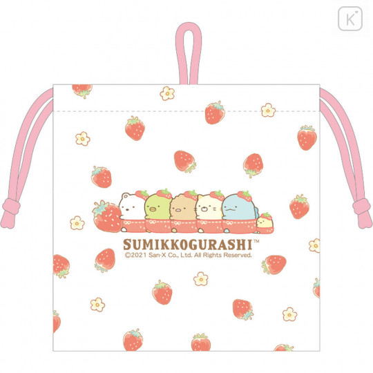 Japan San-X Drawstring Bag - Sumikko Gurashi / Strawberry Fair - 2