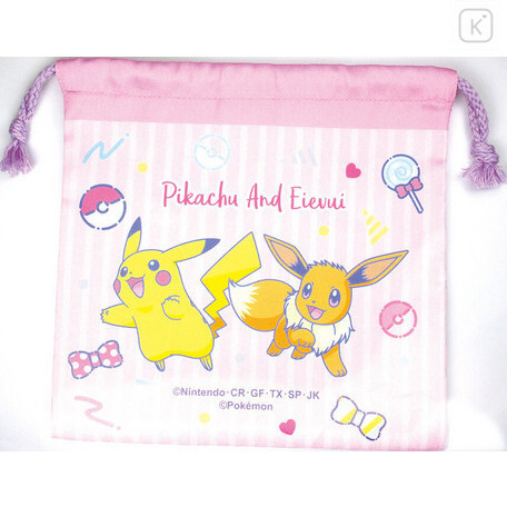 Japan Pokemon Mini Pouch - Pikachu & Eevee / White