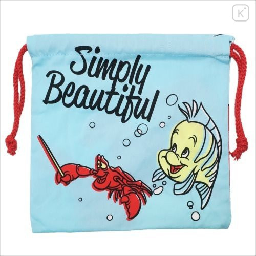 Japan Disney Drawstring Bag - Little Mermaid Ariel Smile - 3