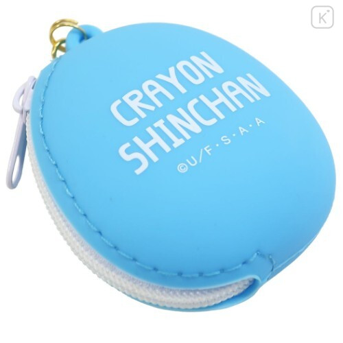 Japan Crayon Shin-chan Silicone Rubber Zip Pouch & Keychain - Shiro - 3