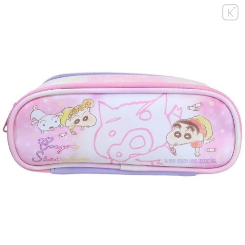 Japan Crayon Shin Chan Zipper Pen Pouch - Shinnosuke & Himawari Nohara & Shiro Pink - 1