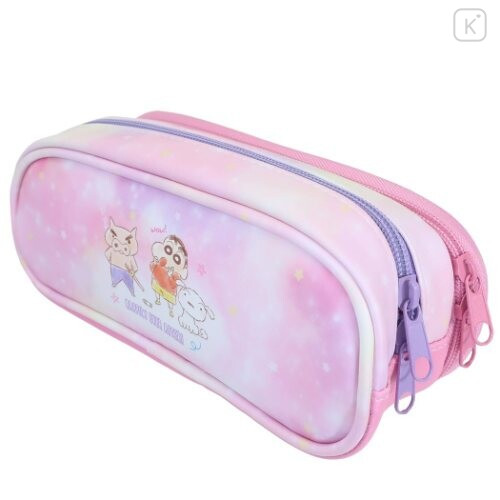 Japan Crayon Shin Chan Zipper Pen Pouch - Shinnosuke & Himawari Nohara & Shiro Pink - 4
