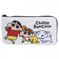 Japan Crayon Shin Chan Flat Pouch - Shinnosuke & Himawari Nohara & Shiro Pink White - 1