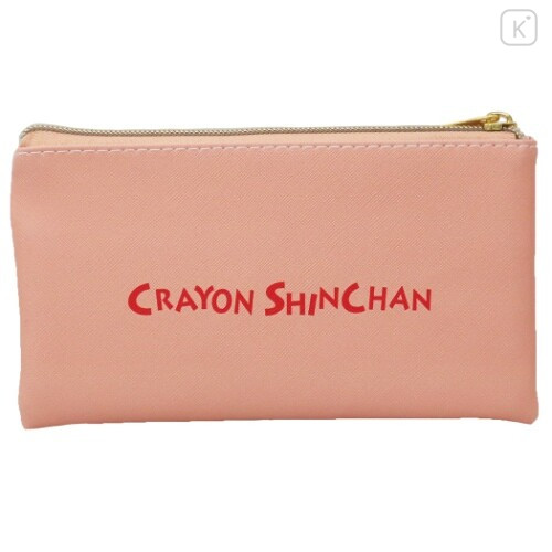 Japan Crayon Shin Chan Flat Pouch - Buriburi Zaemon Face - 3