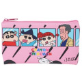 Japan Crayon Shin Chan Flat Pouch - Friends in Kindergarten Bus - 1
